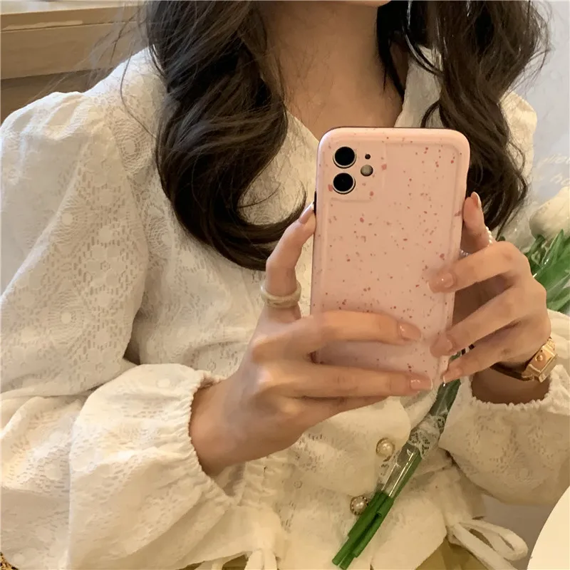 

Strawberry milkshake Phone Case For iPhone 12 11 Pro Max Xr X Xs Max 7 8 Puls SE 2020 Cases Matte Soft Silicone Cover