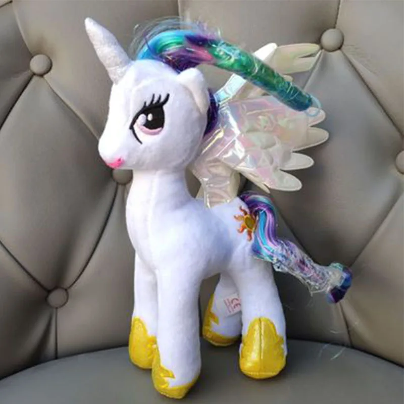 

25CM Ty Beanie Stuffed Plush White Pony with Wings Animals Doll The Embroidered Pony Collectible Big Eye Soft Toys Gift