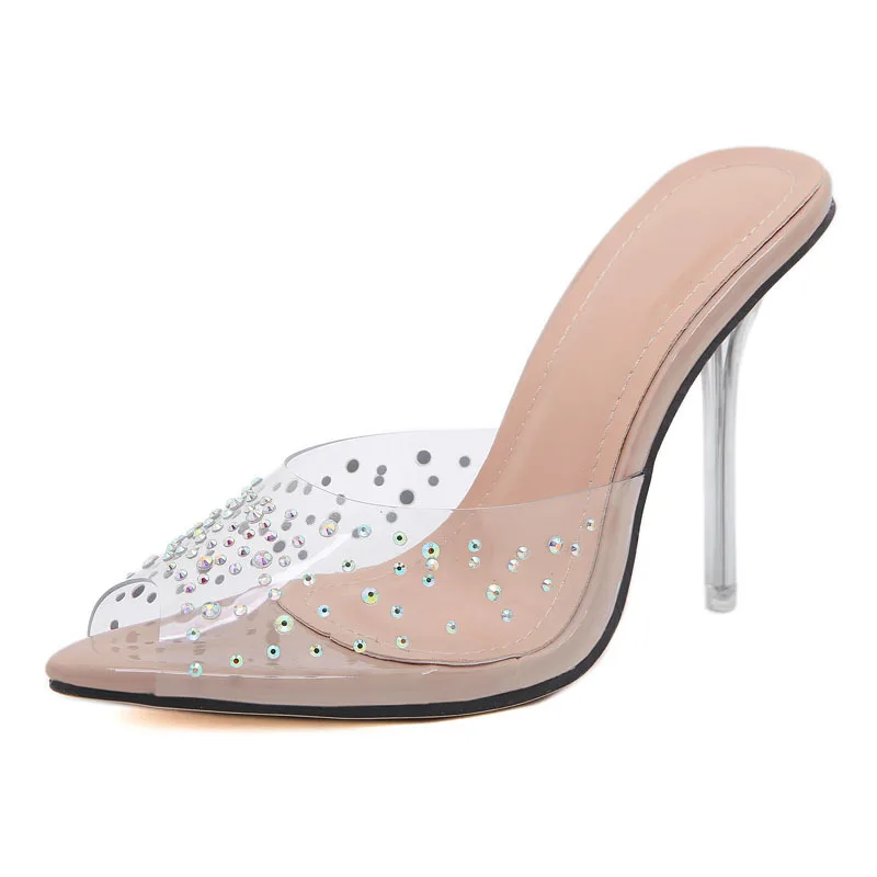 

Luxury Women Pumps 2021 Transparent High Heels Sexy Pointed Toe Slip-on Wedding Party Brand Fashion Shoes for Lady Size 35-41