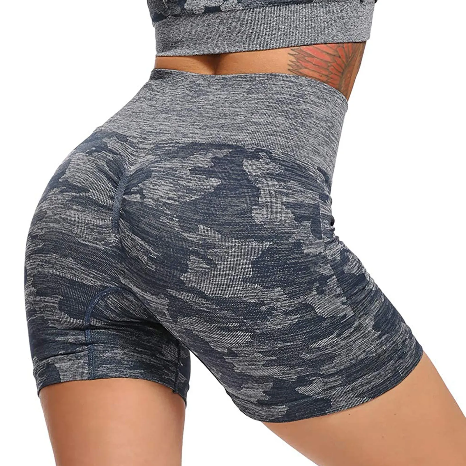 

Seamless Yoga Pants Leggings Women's Hip High Waist Printing Wrinkles Exercise Running Yoga Shorts Sports Workout Leggins#2