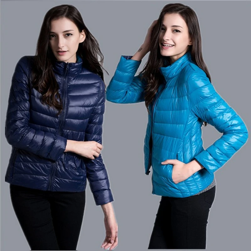 Женский Двухсторонний пуховик легкая Двухсторонняя куртка с перьями парка 2020 |