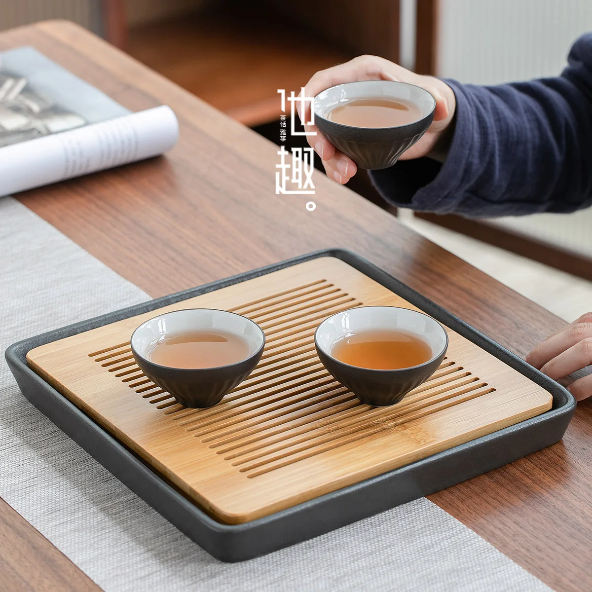 Ручная работа керамические чашки для чая простая черная керамическая чашка