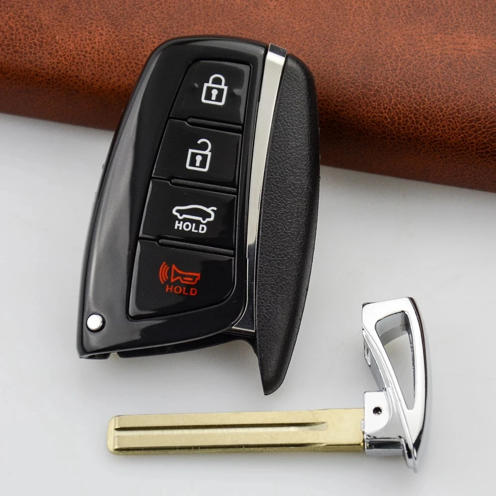 

OkeyTech Replacement Auto Key Shell 4 Buttons Fit for Hyundai Genesis 2013-2015 Santa Fe Equus Azera Remote Control Parts