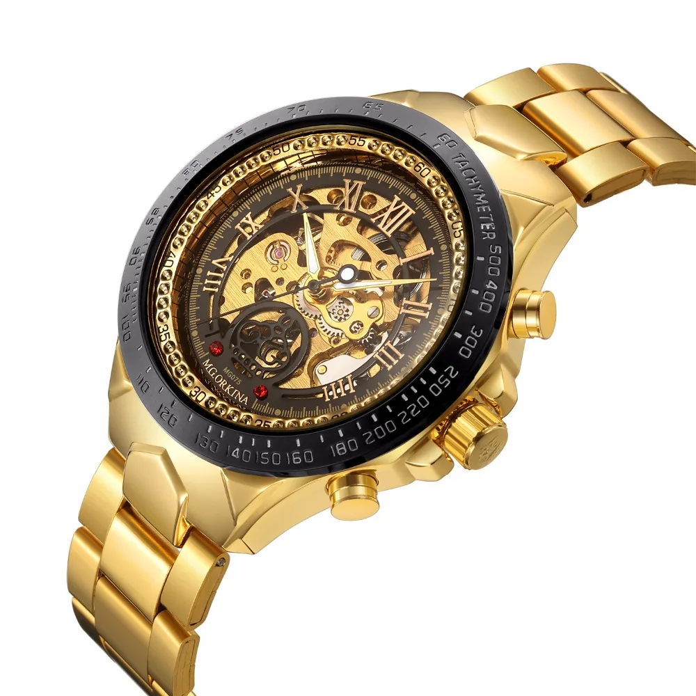 Часы наручные ORKINA Мужские механические люксовые деловые скелетоны с отверстиями