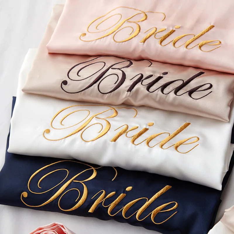 

Wedding Bride Bridesmaid Robe Dressing Gown Sexy Women Bathrobe Nightgown Short Sleepwear Casual Flower Kimono Geisha