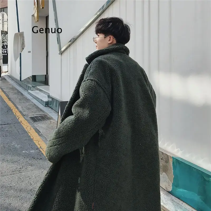 Зимнее длинное Мужское пальто Высококачественная утепленная шерстяная