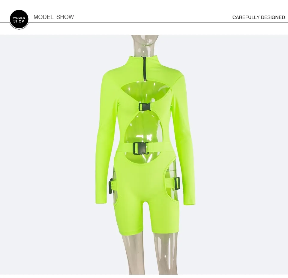 Echoine Summer Tracksuit Women Skinny Sport Playsuit fitness Bodysuit Sexy Rompers Biker Shorts hollow out Club Outfits 2020