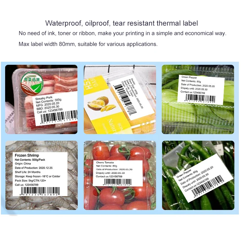 DEONTGER DP30 Series Consumables 10 Rolls White Thermal Synthetic Label Adhensive Scratchproof Waterproof Tear Resistant