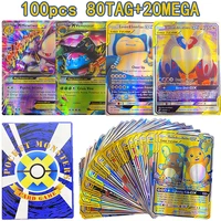 100 pcs pokemon card 80 tag gx 20 mega ex box display booster pok%c3%a9mon english version shining collection card playing game gift