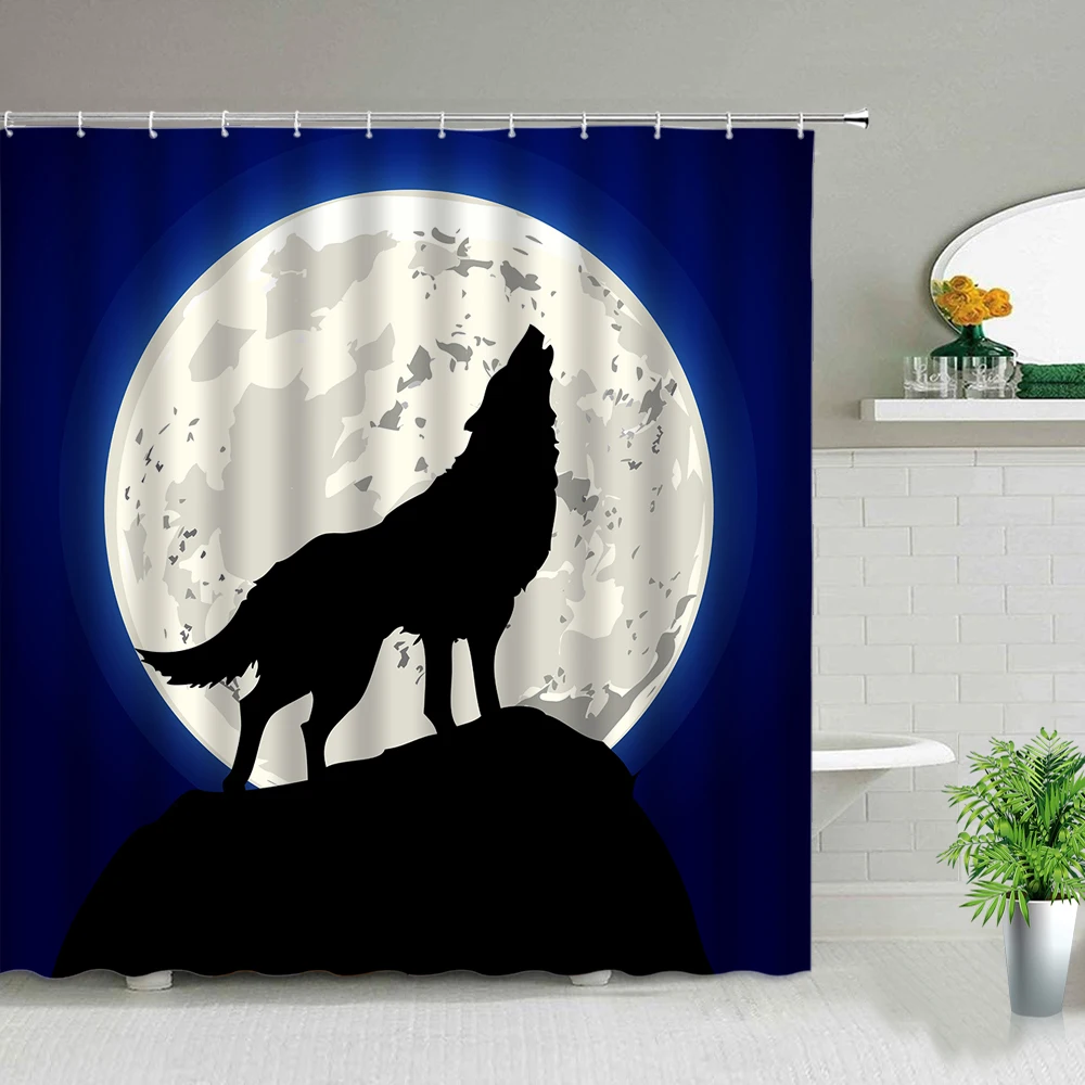 

Creativity Animal Wolf Series Snow Shower Curtain Windproof Bathroom Decoration Home Furnishing