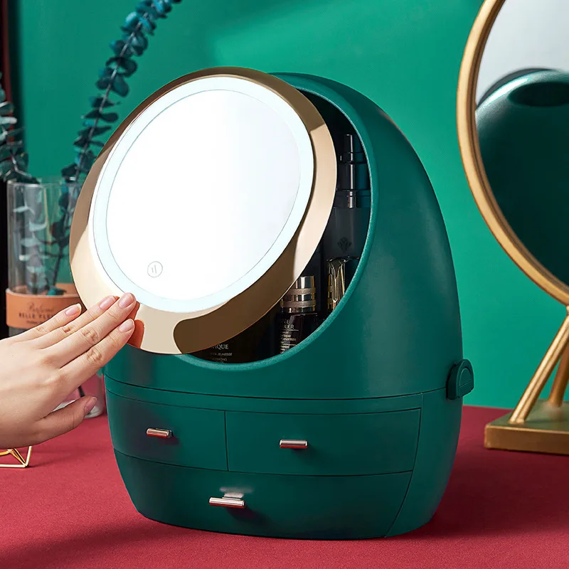 Новый светодиодный косметический чехол HD зеркало роскошный ящик для хранения