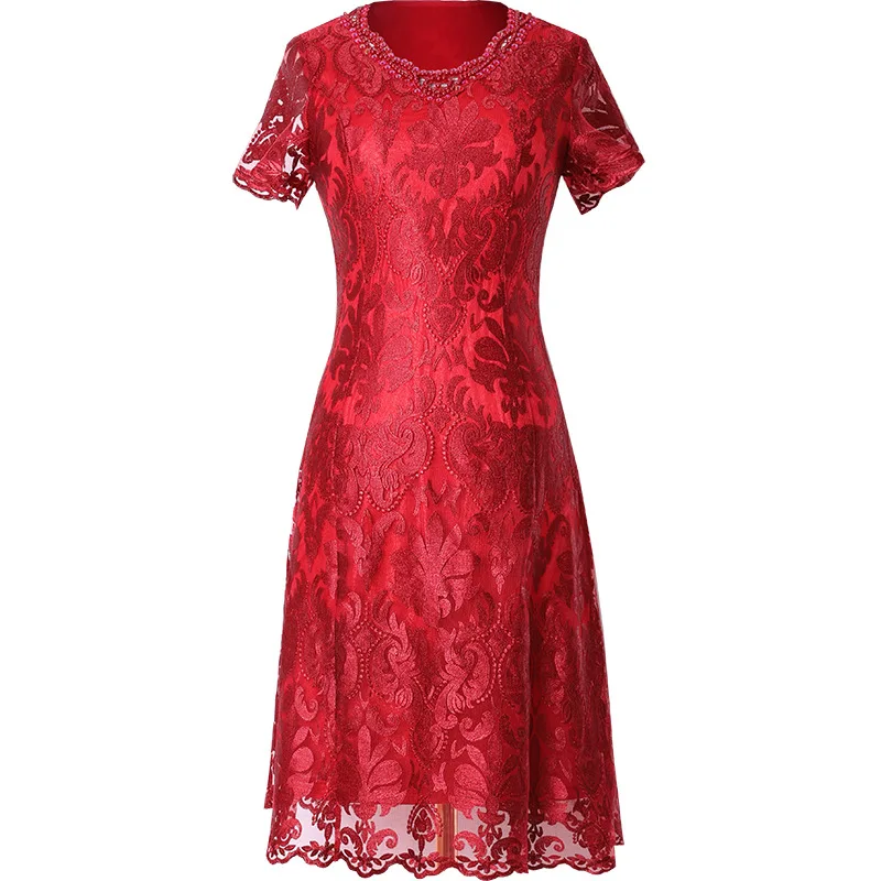 

Autumn 2021 new mesh embroidery middle-aged and elderly large size mother's dress with noble temperament wedding party