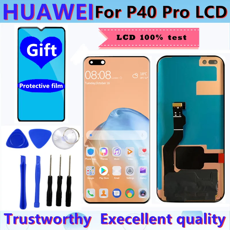

100% Оригинальный 6,58 ''OLED дисплей Замена для Huawei P40 Pro ЖК-дисплей сенсорный экран дигитайзер в сборе для Huawei P40Pro дисплей
