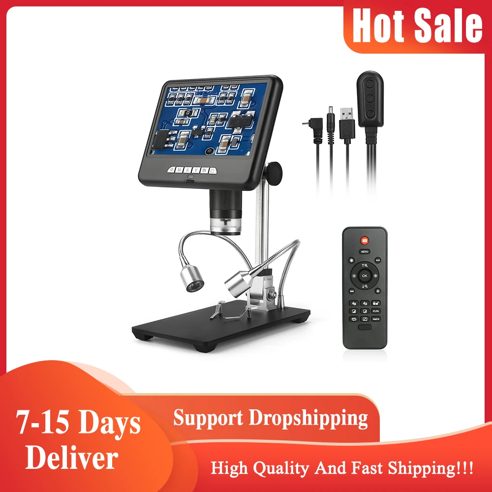 

AD207 100X 7 Inch LCD Digital Microscope with 10 LED Lights for Electronic Soldering Phone Watch Repair US Plug EU Plug