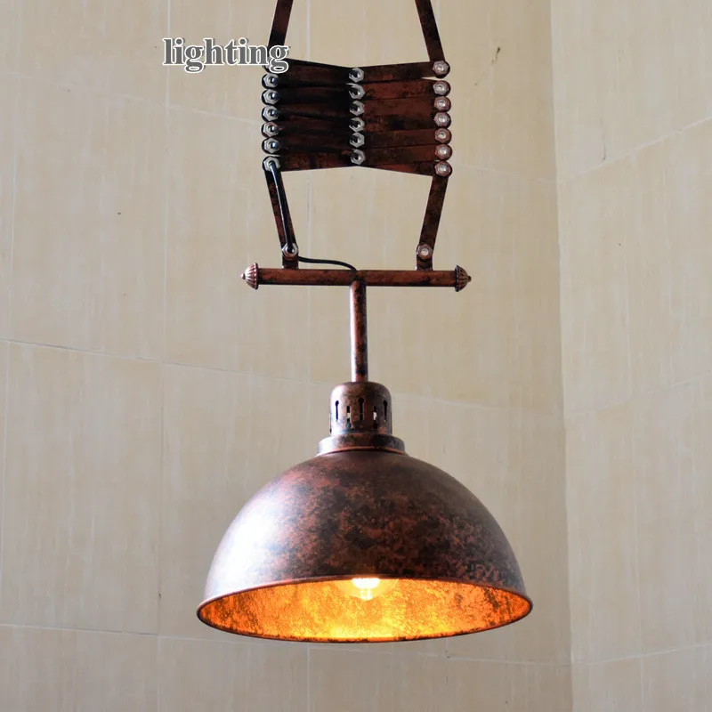 

Industrial Wind Retro Iron Arts Dining Room Chandeliers Vintage Lift Telescopic Coffee Shop Bar Restaurant Light with Led Bulbs