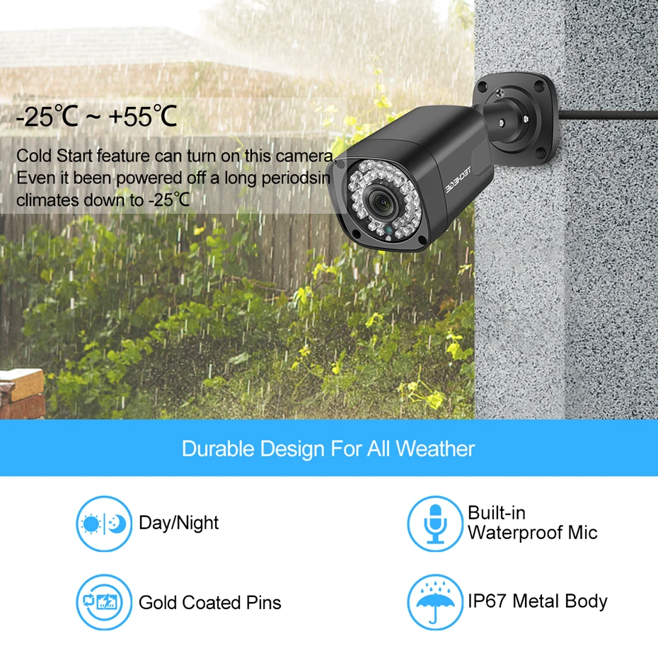 Techege 5MP аудио POE Комплект H.265 система 8CH CCTV безопасности NVR Крытый Открытый водонепроницаемый IP камера видеонаблюдения Сигнализация видео система