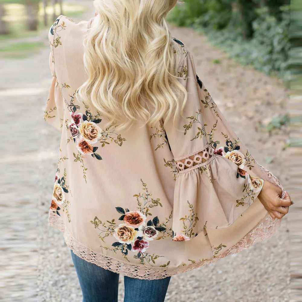 2019 осенний длинный свитер повседневный женский джемпер с цветочным узором