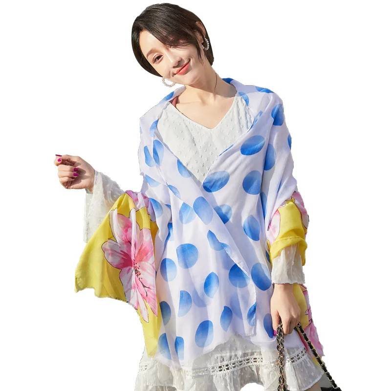 

2020 chun xia printed cotton and linen joker to scarf down the silk fabric travel is prevented bask in cape female 2321