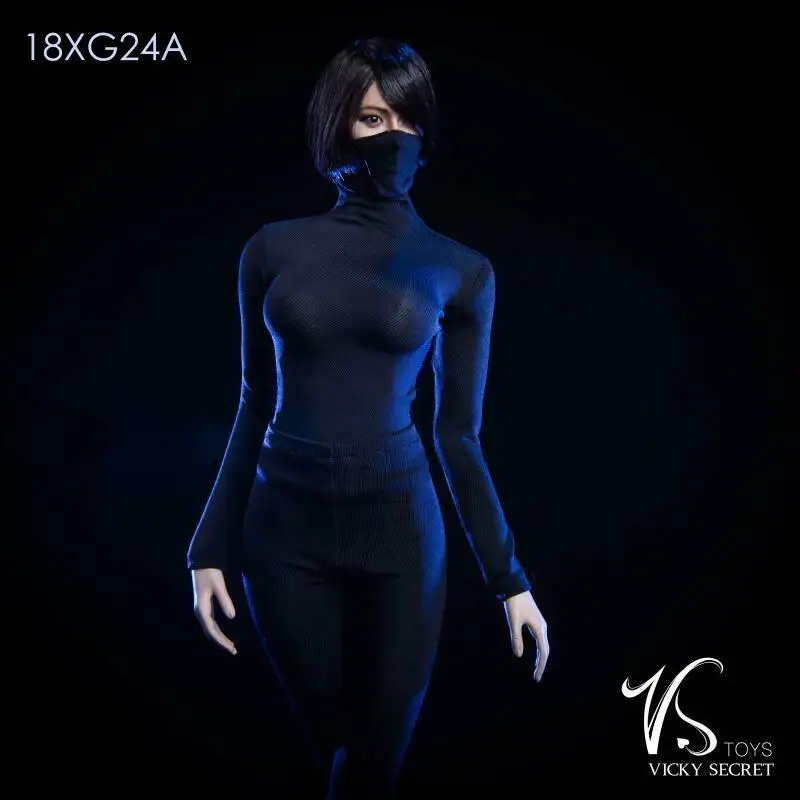 

1/6th Black Female High Collar Tights Clothes Pants Set For 12" Female Figure