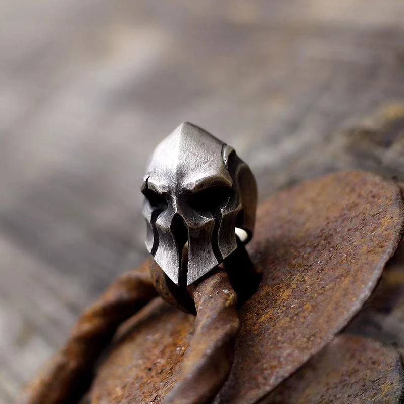 

Creative Glossy Fashion Domineering Spartan Warrior Mask Men's Rings Street Fashion Hip Hop Jewelry Locomotive Accessories Gift