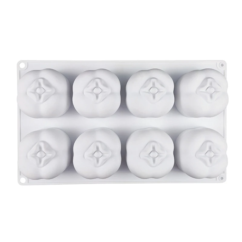 

8 Cavity Silicone Mold Persimmon-Shaped Mousse Cake Mould French Dessert Decor W0YD