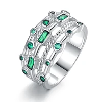 trendy classical multi layer green crystal ring for women anniversary party gift wedding jewelry