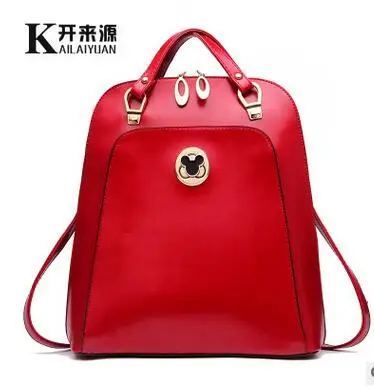 Женский рюкзак из 100% натуральной кожи модная Корейская Студенческая сумка для