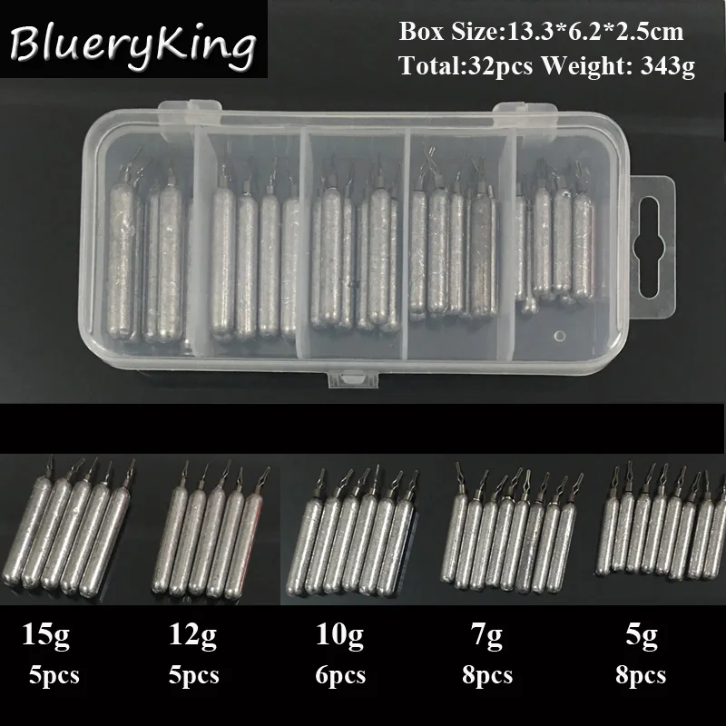 Рыболовные свинцовые грузила Posidon 32 шт./компл. длинные для удочки мягких приманок