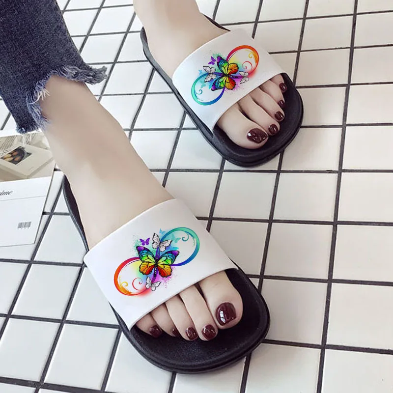 

2021 women's slippers Red and Black Butterfly Print sandals women summer fashion house outdoor Beach slides
