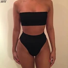 Комплект бикини SFIT 2021, с высокой талией, без бретелек, с топом, купальник из двух предметов, однотонный, Бразильская пляжная одежда, бикини