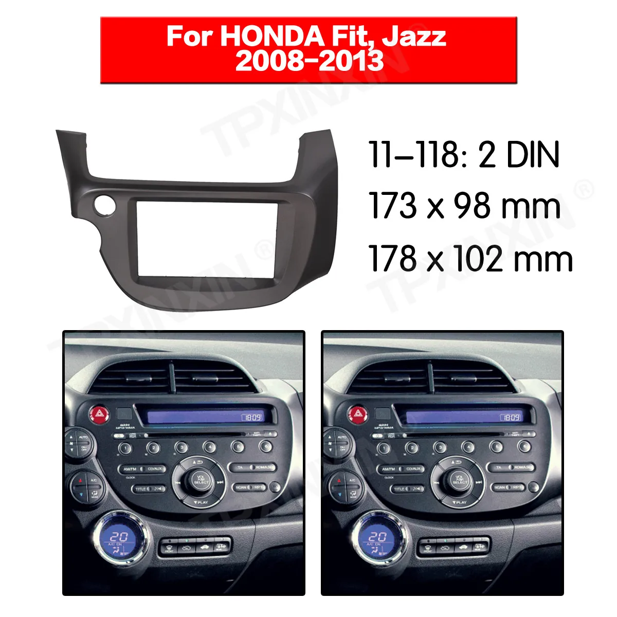 

11-118 Автомобильная радиоустановка рамка панель для Honda Fit 2008-2013 радио стерео панель Рамка адаптер Комплект