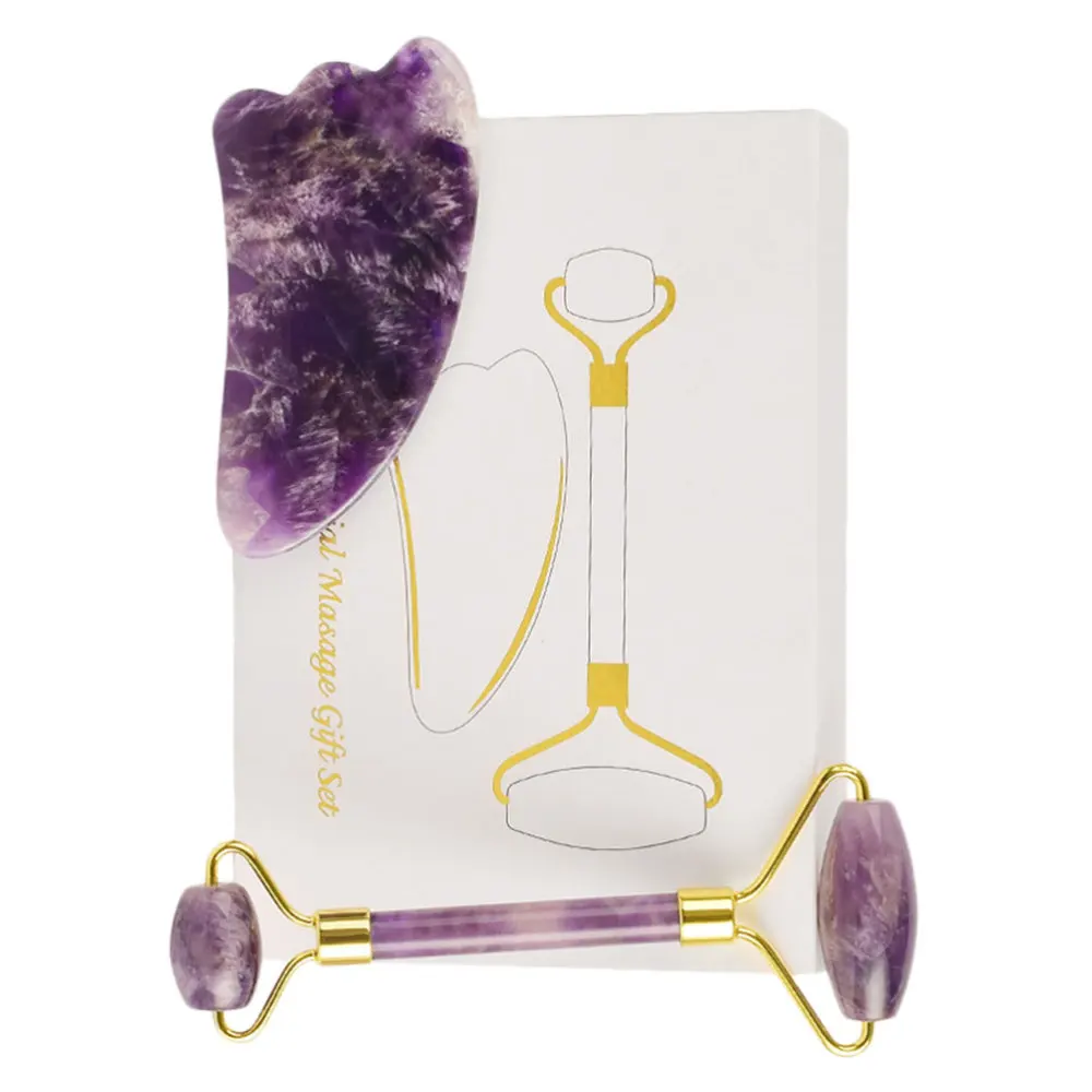 

1Pc Comfortable Amethyst Face Roller Eye Beauty Roller Practical Rolling Massager Face Massaging Tool(1 Scrapping Board)