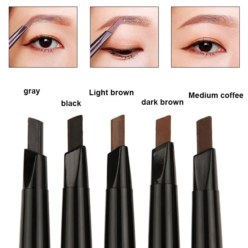 5 Colors Natural Makeup Double Heads Automatic Eyebrow Pencil Waterproof Long-lasting Easy Ware Pen with Brush | Красота и здоровье