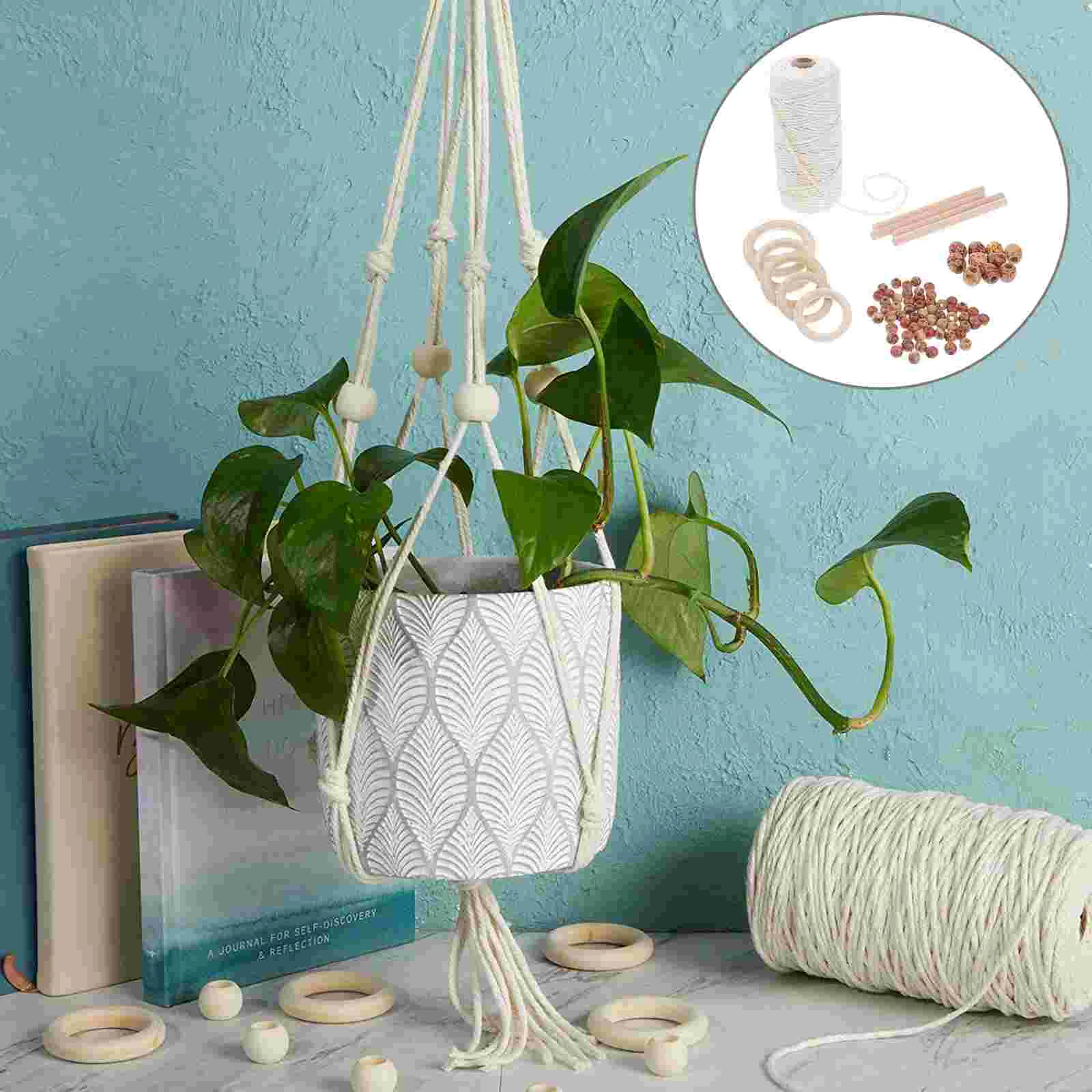 

1 Set Durable DIY Flower Pot Holder Kit DIY Hemp Rope Kit Tapestry Making Kit