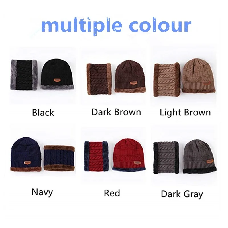 

Winter Men Women Beanie Hat Scarf Set Super Soft Fleece Inner Lining Great Warm Stretchy Knit Beanie Cap Elastic Neck Warmer