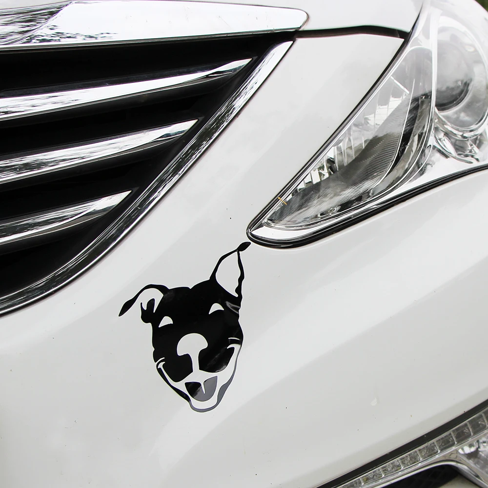 

BROSHOO Fashion Car Stickers Smile Hunting Dog Funny Creative Decals Waterproof Auto Accessories Styling Free Shipping 12*12cm