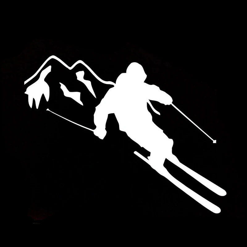 

13CM*10CM Interesting Skiing Sports Silhouette Car Sticker Waterproof Decal KK Vinyl Car Accessories Black/White