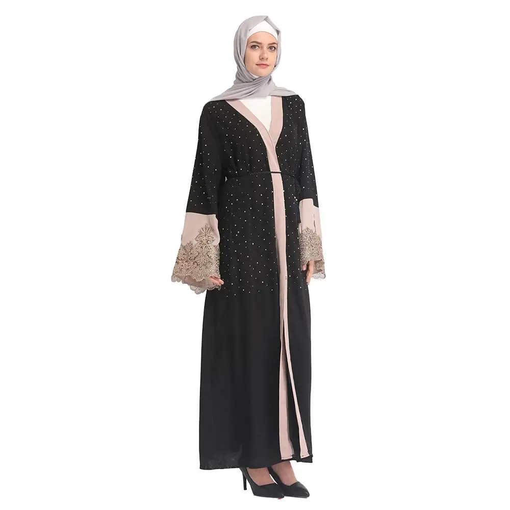 

Kimono Muslim Women Long Sleeve Maxi Dress Open Abaya Kaftan Dubai Arabic Cardigan Jilbab Robe Islamic Clothing Worship Service