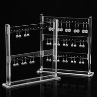 hot selling clear acrylic earring necklaces display stand shelf earring holder jewelry showing stand 2 layer and 3 layer display