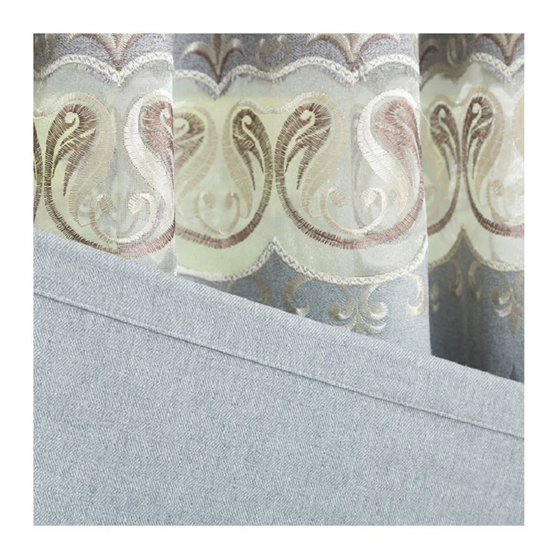 

Fashion Simple Embroidered Curtains European Style Study Living Room and Bedroom Blackout Curtains