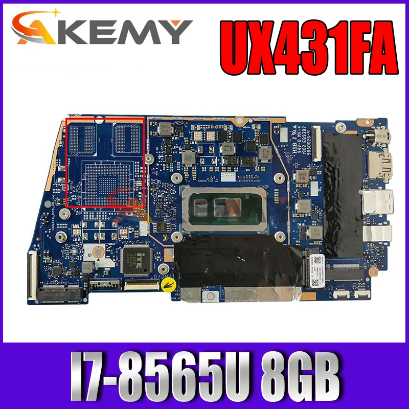 

Akemy UX431FA/FN notebook mainboard For ASUS ZenBook UX431FAC UX431FN UX431F X431FA Laptop Motherboard I7-8565U 8GB GM test ok