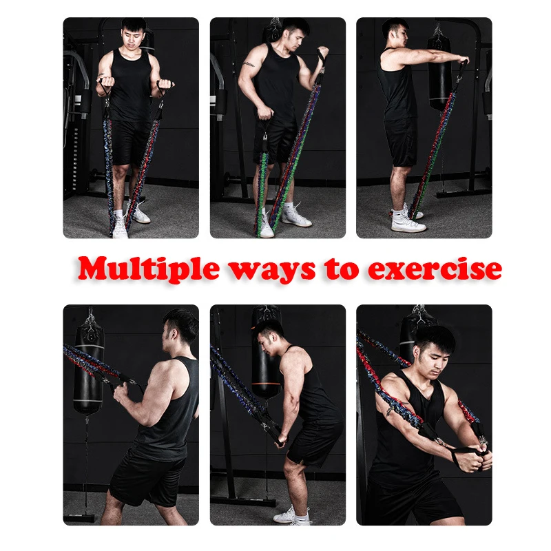 

11PCS Tube Resistance Bands Set 100/150LB Elastic Pull Rope With Protective Nylon Sleeves for Gym Training Workout Equipment