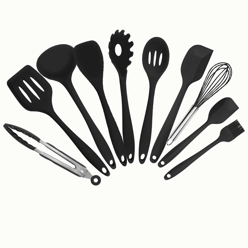 10 pcs Cooking Термостойкие антипригарные кухонные силиконовые кухонные принадлежности набор Тернер венчик лопатка пищевая щетка антипригарные кухонные инструменты для приготовления пищи - Цвет: 10 pcs Cooking