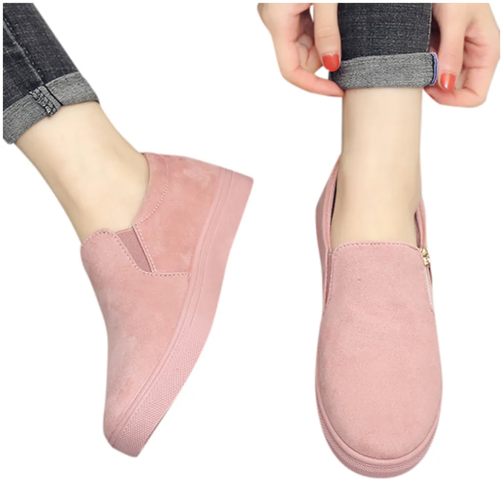 

Women's Peas Shoes Casual Flat-Bottomed Single Shoes Zipper Shoes Breathable Trainers Ladies Basket Femme Tenis Feminino A50