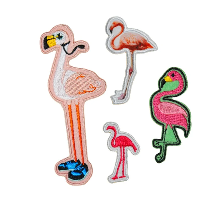 

100pcs/Lot Luxury Embroidery Patch Pink Bird Flamingo Shirt Bag Dress Clothing Decoration Accessory Craft Diy Applique