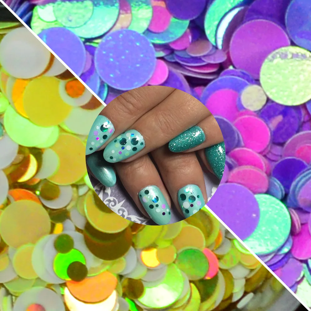 

Hot Sale 12 Grid Nail Art Mix Color Size Disc Ultra-thin Premium Color Manicure DIY Nail Art Sequins 6Styles