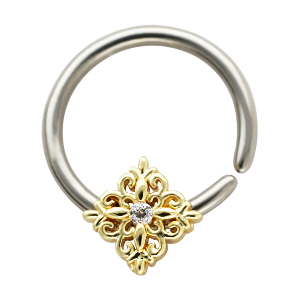 JHJT MUSI 16G кольцо для носа сегментное G23 титановый кубический цирконий квадратный