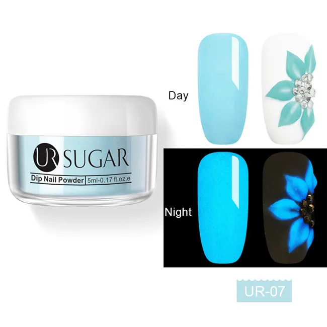 UR-07 Ur Sugar 5 мл светящийся 3 в 1 Dip порошок для ногтей акриловый порошок резьба расширение погружение ногтей Дизайн ногтей украшения DIY натуральный сухой - Цвет: UR-07