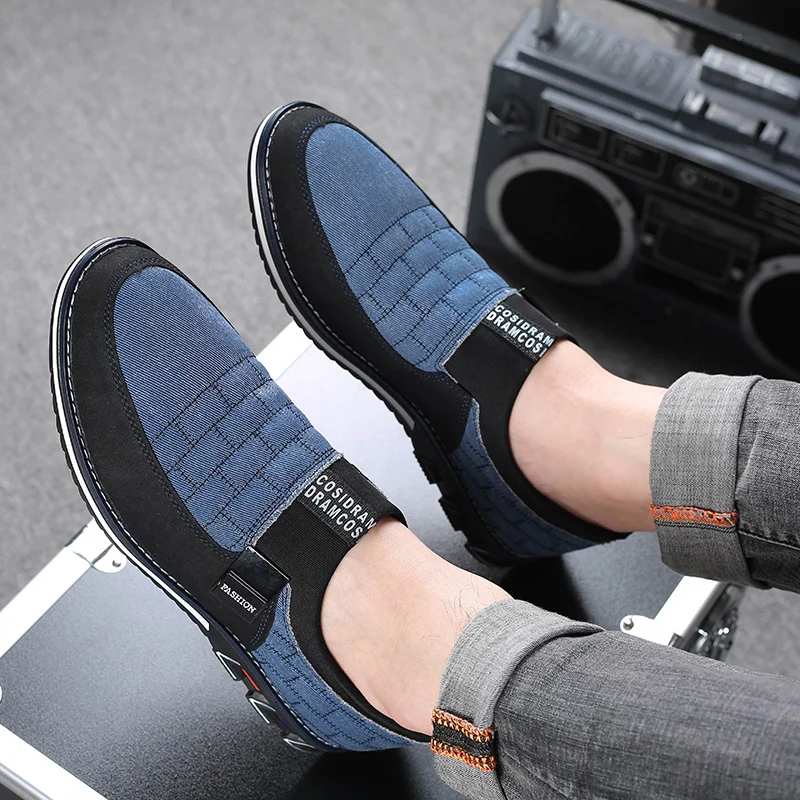 Туфли мужские холщовые повседневные Нескользящие дышащие удобные лоферы