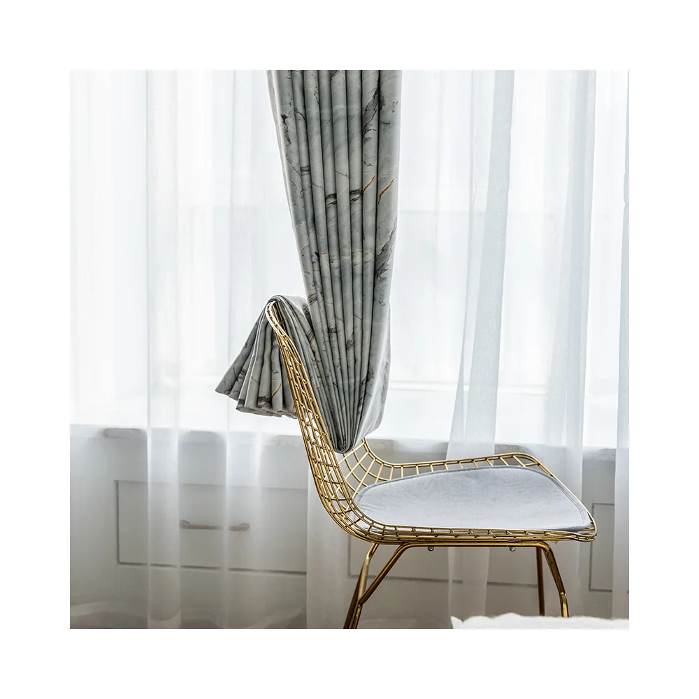 

Northern Europe Modern and Simple Marble Pattern Printing High Shading Blackout Curtains for Living Room Bedroom
